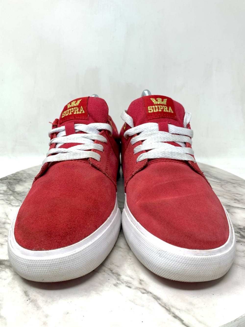 Supra Stacks II Vulc Red Nubuck/Canvas Low-Top Skate Sneakers 8 Mens Sporty Punk - Picture 4 of 16